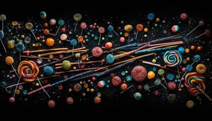 colorful stones, candy and astronaut, human, Generative Ai