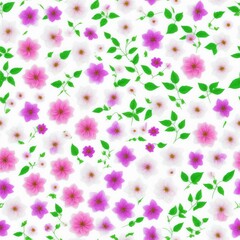 Obraz na płótnie Canvas Flowers seamless pattern. Created by a stable diffusion neural network.