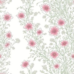 Flowers seamless pattern. Created by a stable diffusion neural network.