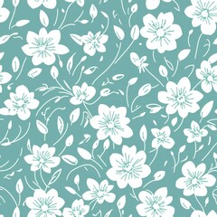 Fototapeta na wymiar Flowers seamless pattern. Created by a stable diffusion neural network.