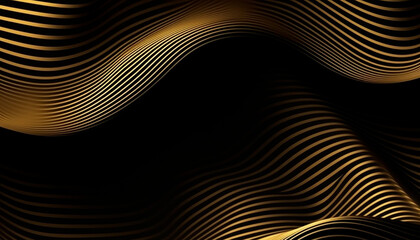 black and gold professional background with waves. High quality illustration Generative AI