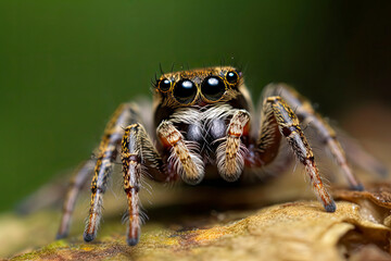 Spider portrait, jumping spider portrait - Pellenes tripunctatus