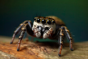 Spider portrait, jumping spider portrait - Pellenes tripunctatus