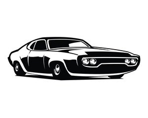 Obraz na płótnie Canvas plymouth gtx 1971 car. silhouette logo vector. isolated white background view from side. Best for logo, badge, emblem, icon, sticker design. available in eps 10
