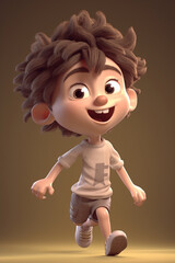 Fototapeta premium A little boy - cute cartoon character, 3d rendering. Generative AI