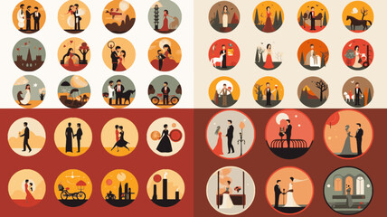  Wedding and Romance Icons Vector Art Flat Graphic Design