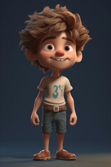 Fototapeta premium A little boy - cute cartoon character, 3d rendering. Generative AI