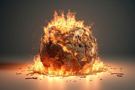 Global warming conceptual illustration - 3d rendering. Generative AI