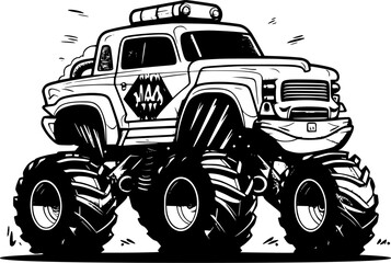 Monster Truck | Minimalist and Simple Silhouette - Vector illustration