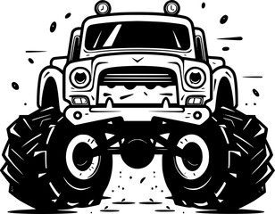 Monster Truck   Black and White Vector illustration © CreativeOasis