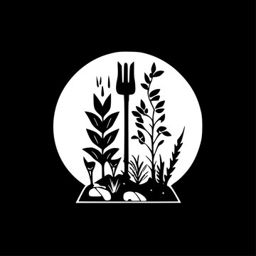 black and white garden fork logo clip art preview