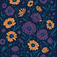 Deurstickers seamless pattern with flowers © Onvto