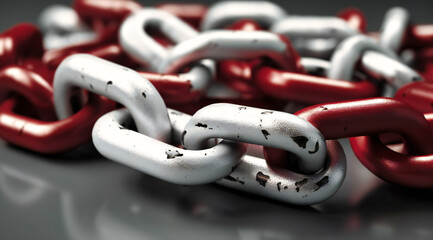 a chain with two red links in the middle