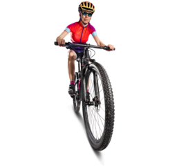 Athlete cyclists in silhouettes on transparent background.