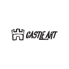 castle art iconic logo design vector illustration. creative line art castle logo business vector design template with doodle, silhouette and modern styles isolated on white
