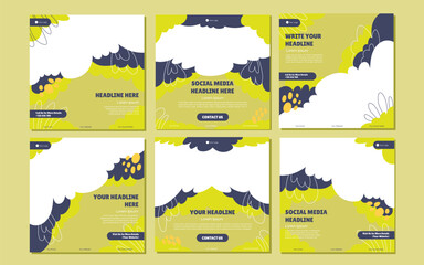 Set of Editable minimal square banner template. Suitable for social media post and web internet ads. Vector illustration with photo college