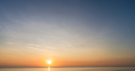 Naklejka na ściany i meble sunset over the sea in the morning with orange sunrise
