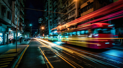 Fototapeta na wymiar hong kong light trail of vehicles in an urban area