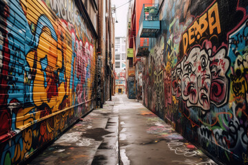 Naklejka premium Paint sprayed in alleys