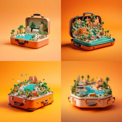 Obraz premium Hotel de luxe dans une valise générée par une Intelligence Artificielle Générative