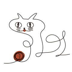 Hand drawing cat. Illustration cat.  Drawing of cat on white backgroung for component of design.