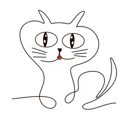 Hand drawing cat. Illustration cat.  Drawing of cat on white backgroung for component of design.