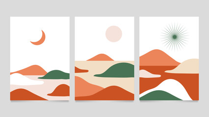 Flat abstract landscape covers collection
