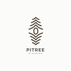 Pine Tree and Eye Icon Monoline Logo Template. Nature Universal creative premium symbol. Spruce Tree Vector illustration