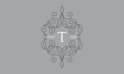 Luxury letter T logo template. Elegant monogram for restaurant, royalty, boutique, cafe, hotel, heraldic, jewelry, fashion and other business card design vector illustration.