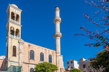 Church of Agios Nikolaos with Bell Tower and Minaret,  Chania, Crete, Greece