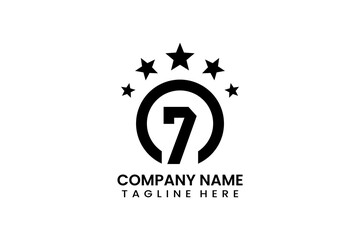 Flat number seven winner achievement label logo template vector design illustration