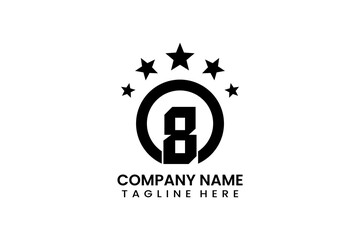 Flat number eight winner achievement label logo template vector design illustration