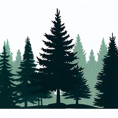 Silhouettes of evergreen pine trees, commonly found in fir forests