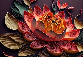 A beautiful Lotus flower . This wallpaper is suitable for interior mural painting wall art decor or 3D backgound. AI