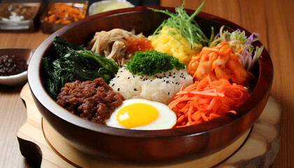 Experience the vibrant and diverse flavors of Korea with Bibimbap, a traditional dish that's packed with deliciousness. This colorful mix of rice, veggies, meat, and egg.