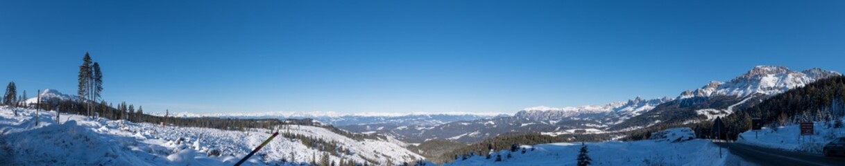 Panoramic View of Mountains Covered by Snow in the Alps in the North of Italy