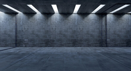 Abandoned room Abandoned warehouse scene Cement floor Old cement wall Dilapidated room background 3D illustration