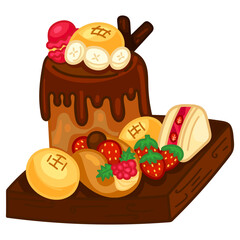 Single hand drawn cake. Vector illustration clip art. Cute element for greeting cards, posters, stickers and seasonal design. Isolated on white background.