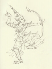 sketch of angel pencil drawing for card decoration illustration