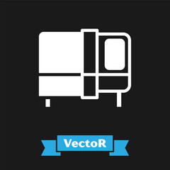 White Bed icon isolated on black background. Vector