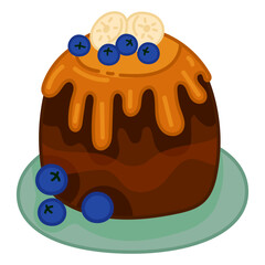 Single hand drawn cake. Vector illustration clip art. Cute element for greeting cards, posters, stickers and seasonal design. Isolated on white background.