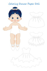 Illustration of a paper doll with clothes to paint