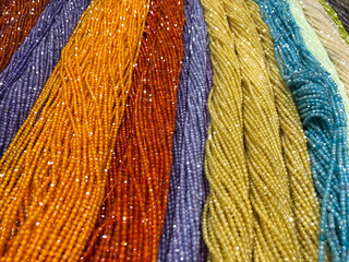 Long strands of glass beads 