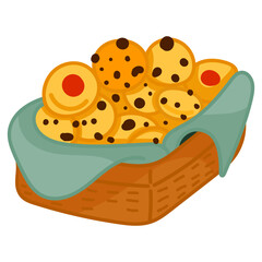 Single hand drawn cookies. Vector illustration clip art. Cute element for greeting cards, posters, stickers and seasonal design. Isolated on white background.