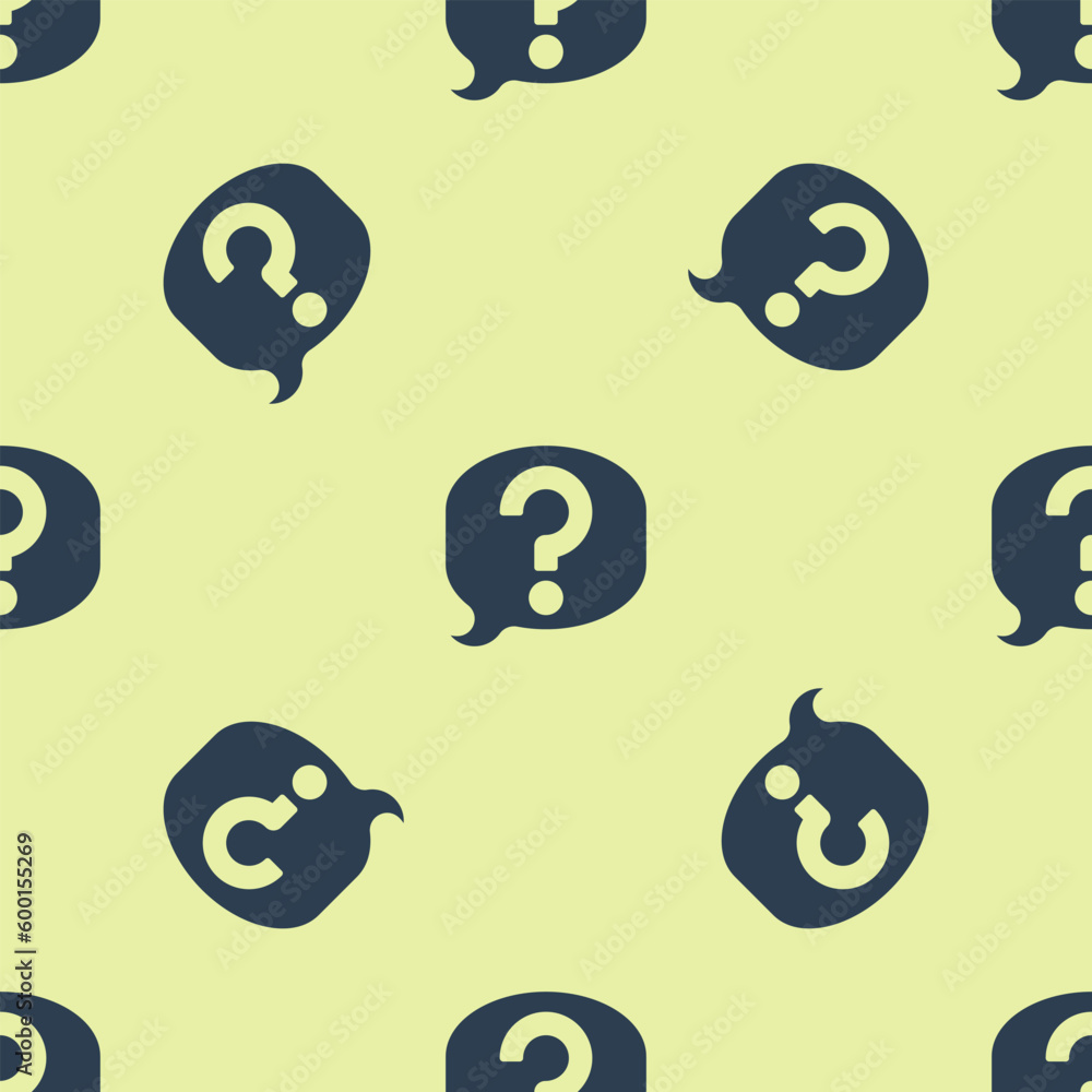 Poster blue speech bubble chat icon isolated seamless pattern on yellow background. message icon. communica