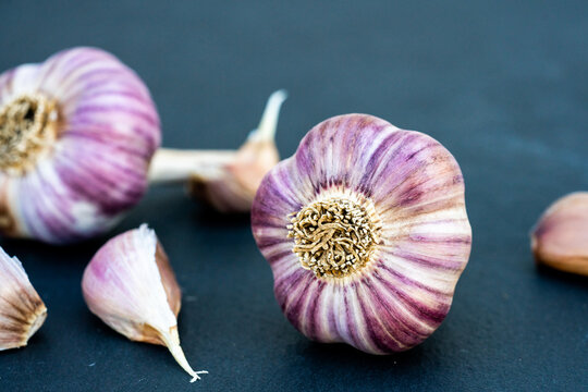closeup of garlic bulb and cloves