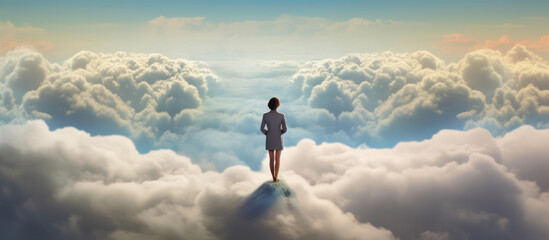 Businesswoman Standing at the Top of a Canyon - Generative AI