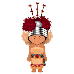 Woman in Samoa national costume. Female cartoon character in samoan traditional ethnic clothes. Flat isolated illustration.