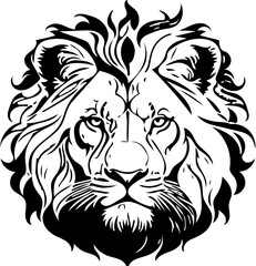 lion head silhouette, lion head vector illustration, tattoo of a lion black and white lion