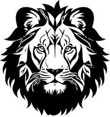 lion head illustration, vector, Silhouette, tattoo of a lion, Mascot, logo, Digital art of lion